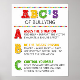 ABC för mobbningsklassrummet Anti Bully Kampanj Poster