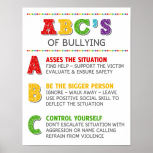 ABC för mobbningsklassrummet Anti Bully Kampanj Poster
