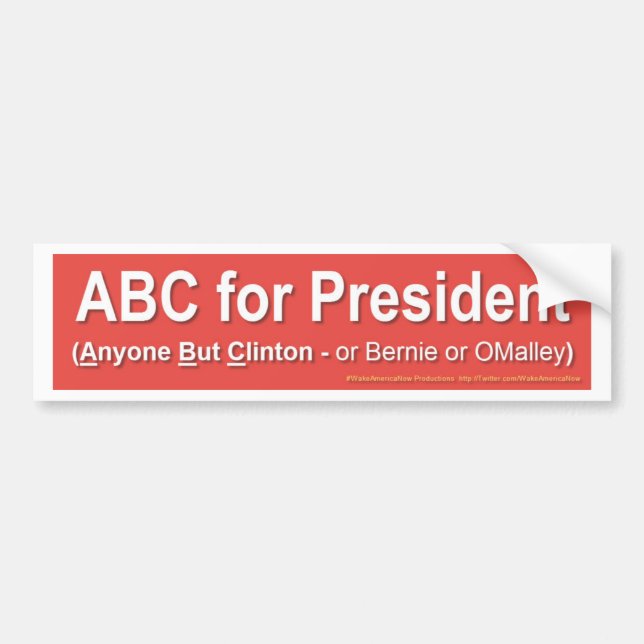 ABC för president (någon bara Clinton…) Bildekal (Framsidan)