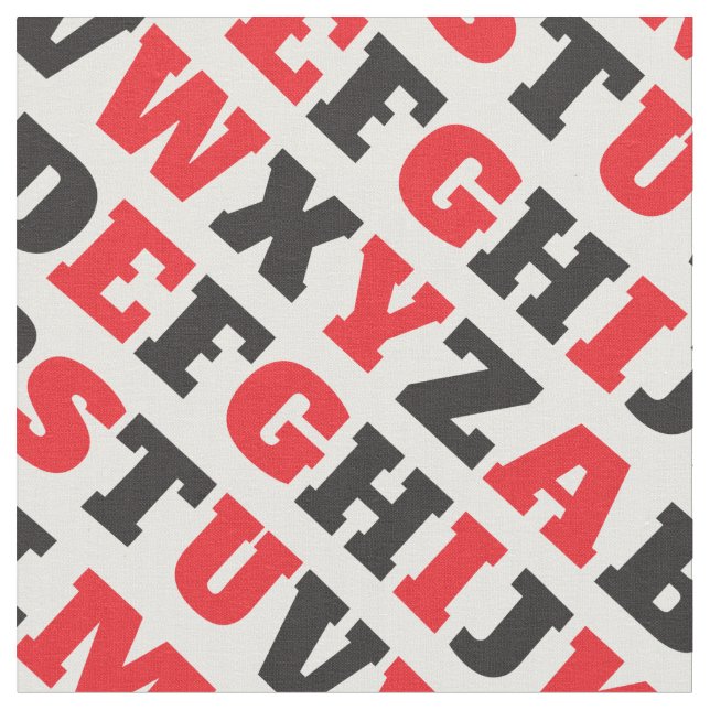 ABC grafisk text visuell svart röd vit tyg (Närbild)