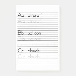 Abc-handstil övar post-it block