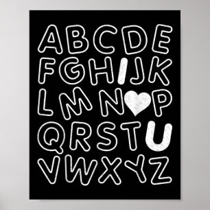 Abc I Kärlek You Alphabet Lärares Day Valentines D Poster