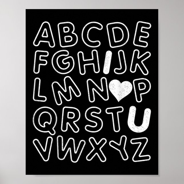 Abc I Kärlek You Alphabet Lärares Day Valentines D Poster (Framsidan)