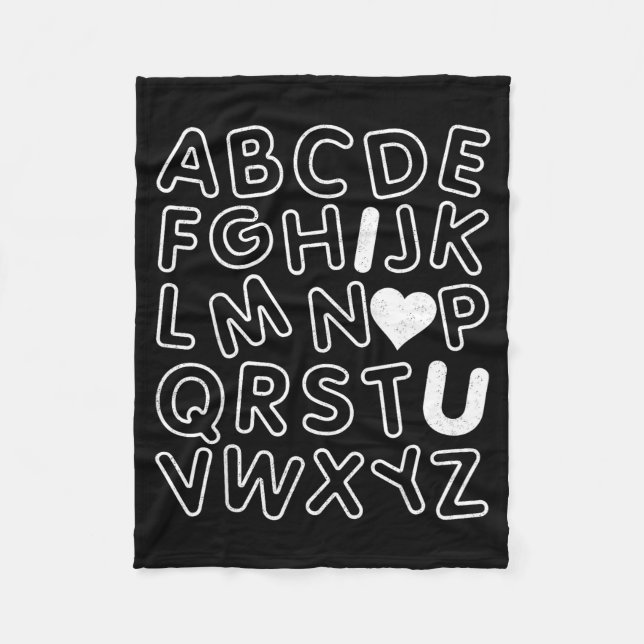 Abc I Love You Alphabet Teachers Day Valentines Da Fleecefilt (Framsidan)
