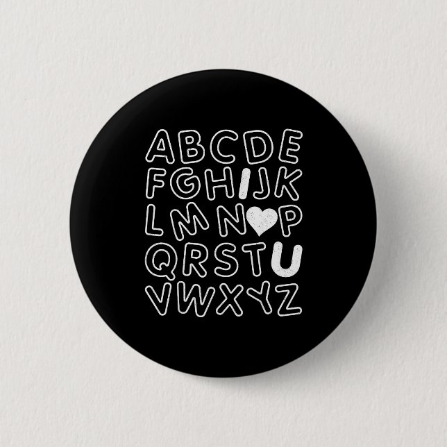 Abc I Love You Alphabet Teachers Day Valentines Da Knapp (Framsida)