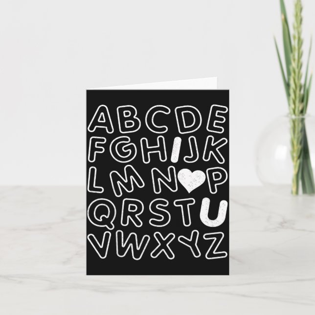 Abc I Love You Alphabet Teachers Day Valentines Da Kort (Framsida)