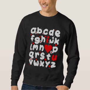 ABC jag älskar dig alfabet rolig Alla hjärtans dag Lång Ärmad Tröja