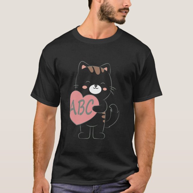 ABC Katt med hjärta T Shirt (Framsida)