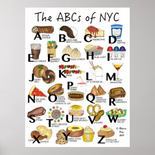ABC-kort av NYC Iconic New York City Mat Alphabet Poster