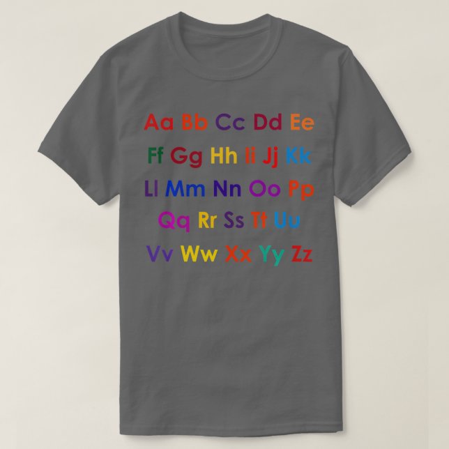 ABC learning Alphabet  T Shirt (Design framsida)