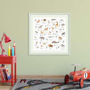 ABC Learning Vilda djur Poster