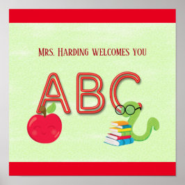 ABC Neon Brev Bookworm Reader Classroom Poster