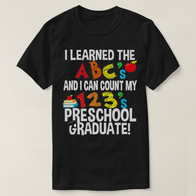ABC och 123 Preschool Student Studentfest T Shirt (Design framsida)