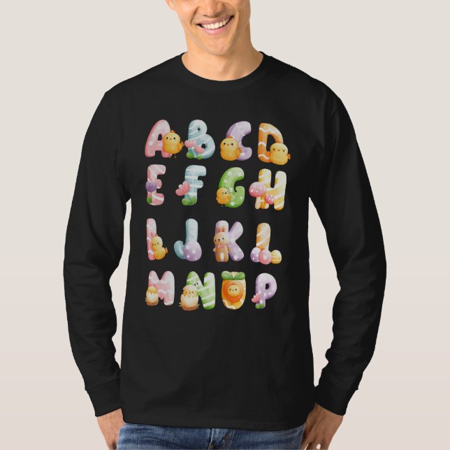Abc Påsk Alphabet Påsk Animals Kids School Tea T Shirt (Framsida)
