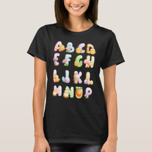 Abc Påsk Alphabet Påsk Animals Kids School Tea T Shirt