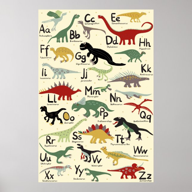 ABC Poster Dinosaurier Alphabet Kinderzimmer (Framsidan)