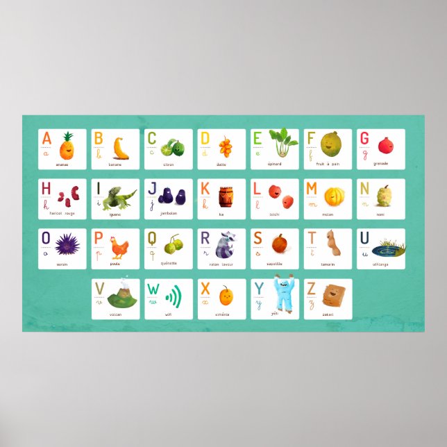 abc poster with fruit and vegetables in french (Framsidan)