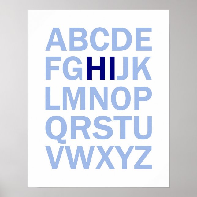 ABC:s Alphabet poster som säger HI (Framsidan)