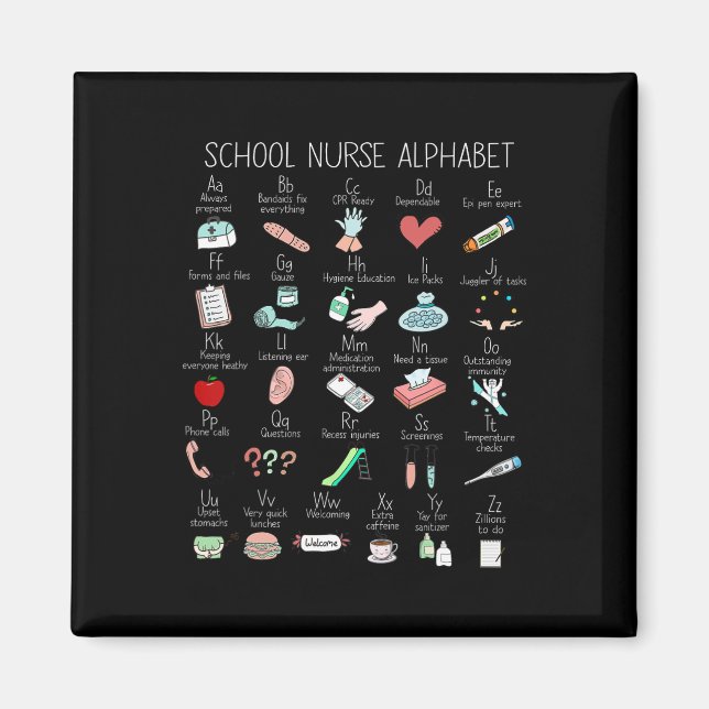 Abc School Nurse Alphabet Nurse Apprecision Nurse Magnet (Framsidan)