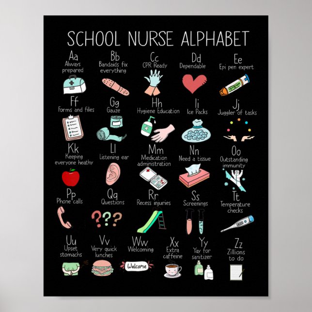 Abc School Nurse Alphabet Nurse Apprecision Nurse Poster (Framsidan)