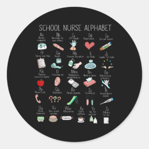Abc School Nurse Alphabet Nurse Apprecision Nurse Runt Klistermärke