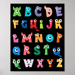 Abc Söt Monster Alfabet Halloween Lärare Poster