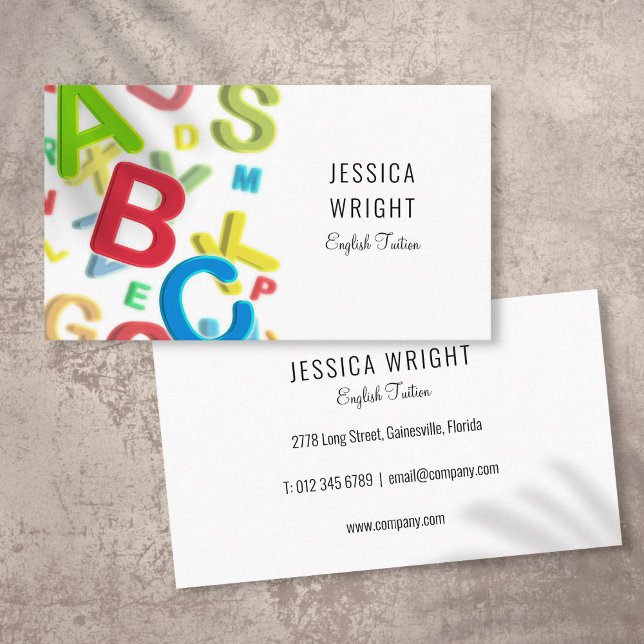 ABC Språk Lärare Undervisning Pedagog Visitkort (ABC Language Teacher Tuition Educator Business Card)