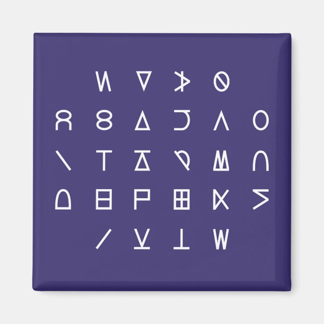 ABC till Simple Line Symbol Cipher Code Nyckel på  Magnet (Framsidan)