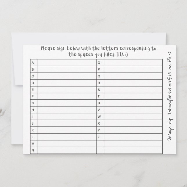 ABC TPC&W #1 TACK KORT (Baksida)