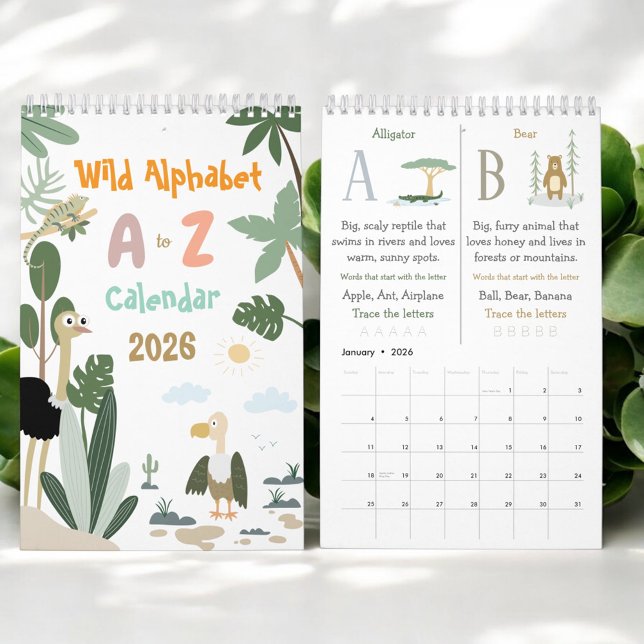 ABC Vilda Djur Alfabet Barn Utbildningskalender Kalender (Skapare uppladdad)