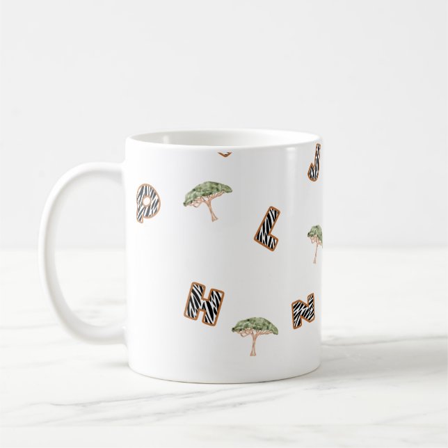 ABC Zebra Safari Träd Gradient Back to school Kaffemugg (Vänster)