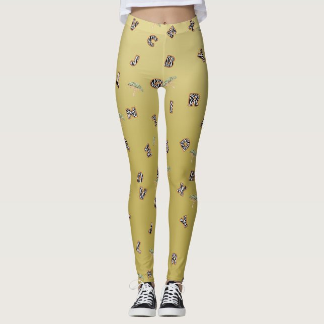 ABC Zebra Safari Träd Guld Gradient Back to school Leggings (Framsida)