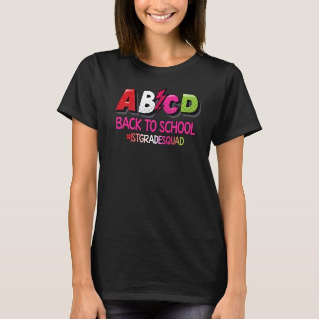 ABCD Back to school 1:a Klass-kvadraten T Shirt (Framsida)