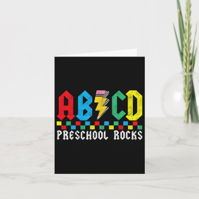 Abcd Förskola Rocks Första Dag Pre-k Lärare Bak  Kort (Framsida)