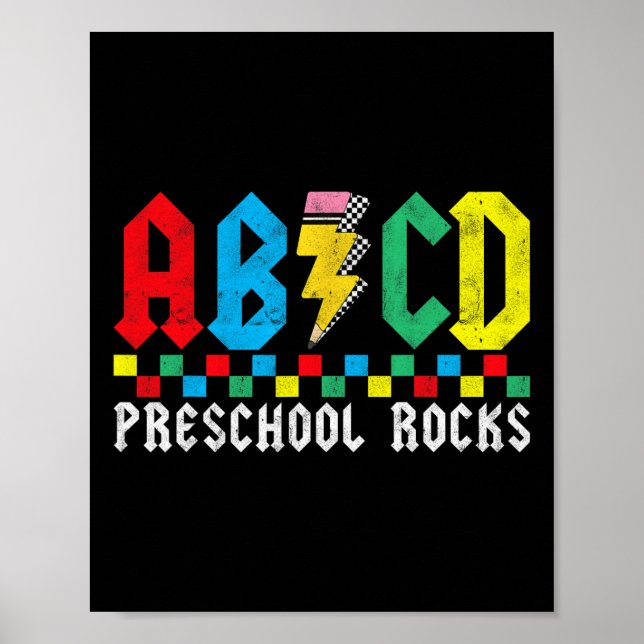 Abcd Förskola Rocks Första Dag Pre-k Lärare Bak  Poster (Framsidan)