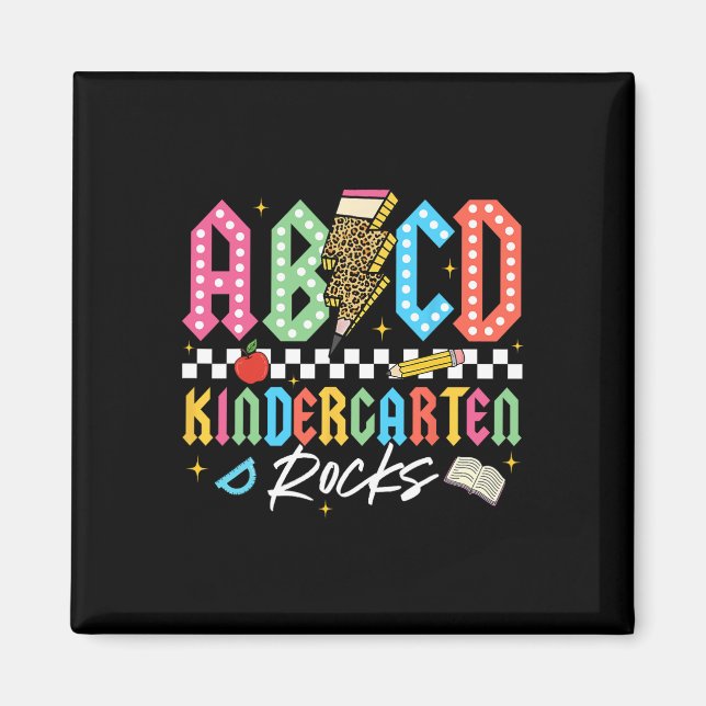 Abcd Förskola Rocks Penna Blixt Lärare  Magnet (Framsidan)