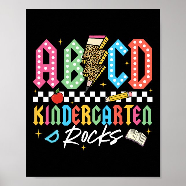 Abcd Förskola Rocks Penna Blixt Lärare  Poster (Framsidan)