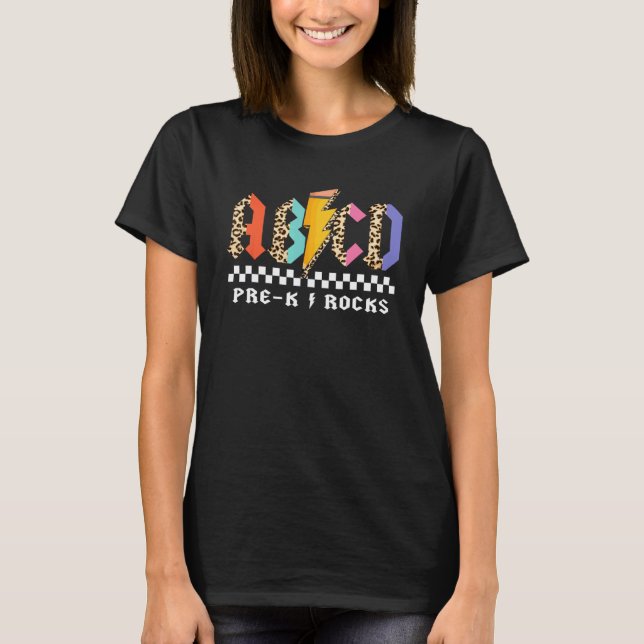 ABCD Förskola Rocks Penna Blixt Leopard Elever T Shirt (Framsida)