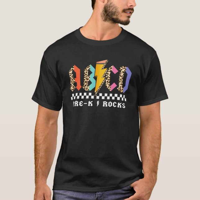 ABCD Förskola Rocks Penna Blixt Leopard Elever T Shirt (Framsida)