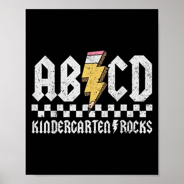 Abcd Kindergarten Sten Pencil Blixtlärare Poster (Framsidan)