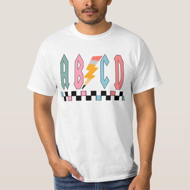 Abcd Lärare Tröja, Lärarens Uppkännande Present,  T Shirt (Framsida)