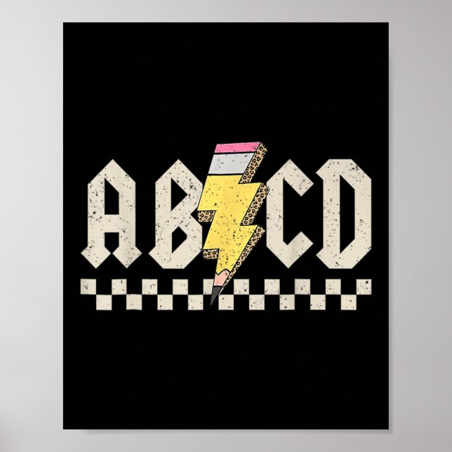 Abcd Pencil Lightning Bolt Back To School Teachers Poster (Framsidan)