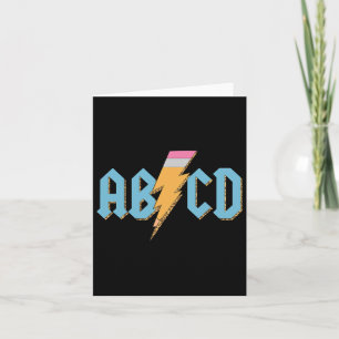 Abcd Pencil Lightning Sten n Roll Teacher tillbaka Kort