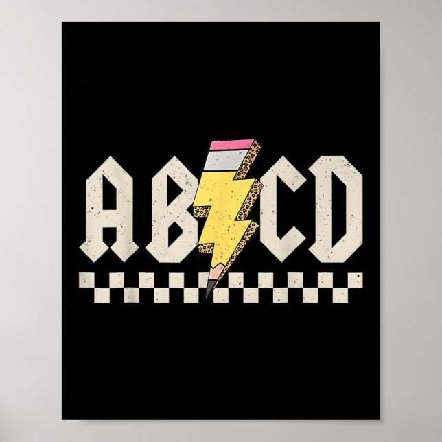 Abcd Penna Blixt Lärare Tillbaka Till Skolan  Poster (Framsidan)