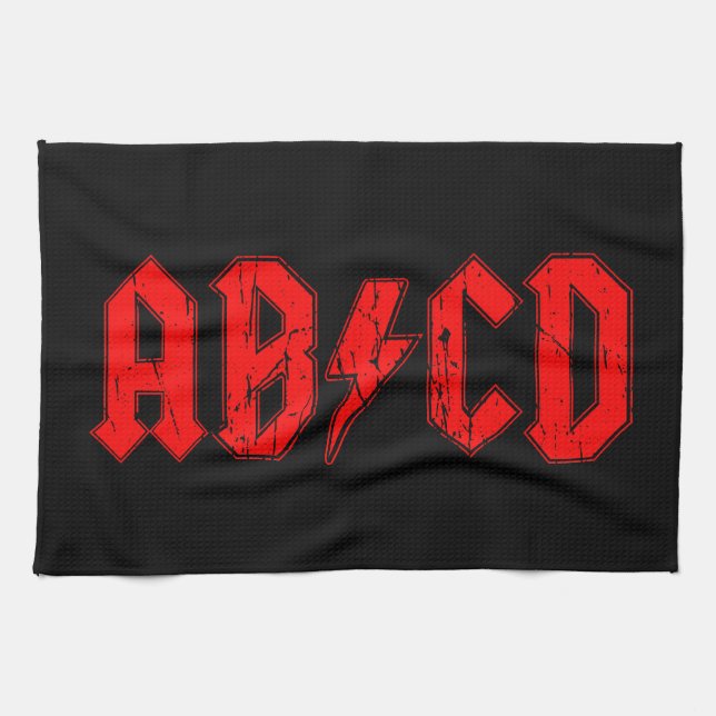 ABCD rock music funny symbol fake acdc joke school Kökshandduk (Horisontell)