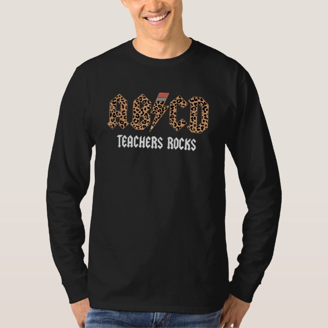 ABCD Rocks Teachers Back To School Leopard Student T Shirt (Framsida)