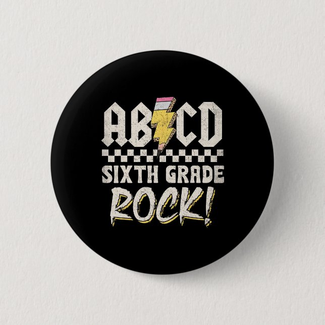 Abcd Sjätte Klass Rock Tillbaka Till Skolan Första Knapp (Framsida)