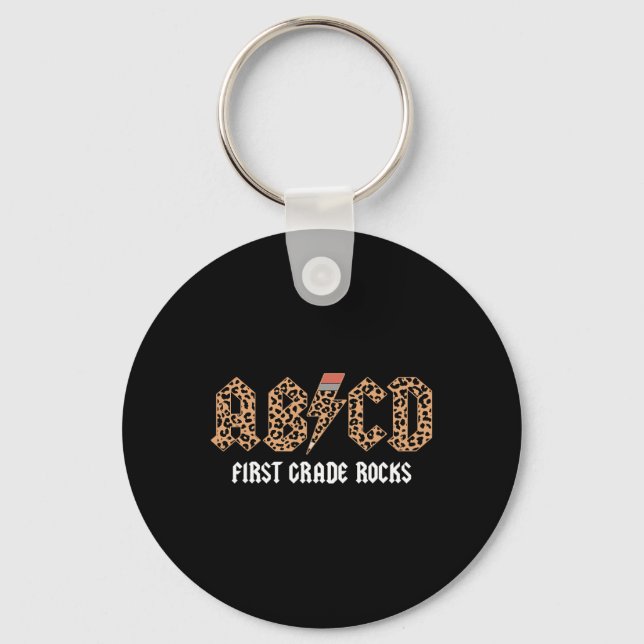 Abcd Sten First Klass Back to school Leopard Teac Nyckelring (Framsida)