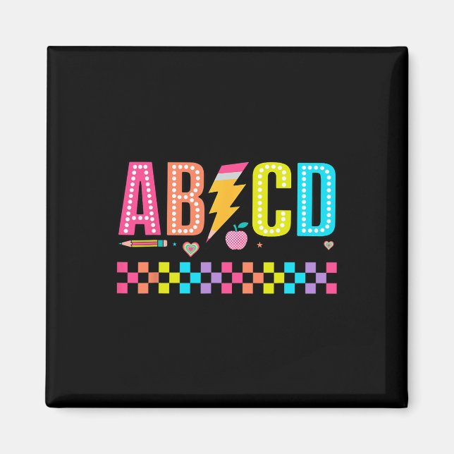 Abcd Tillbaka Till Skolan T-Shirt  Magnet (Framsidan)