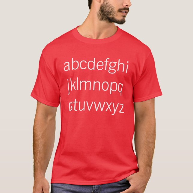 abcdefghijklmnopqrstuvwxyz tee shirt (Framsida)